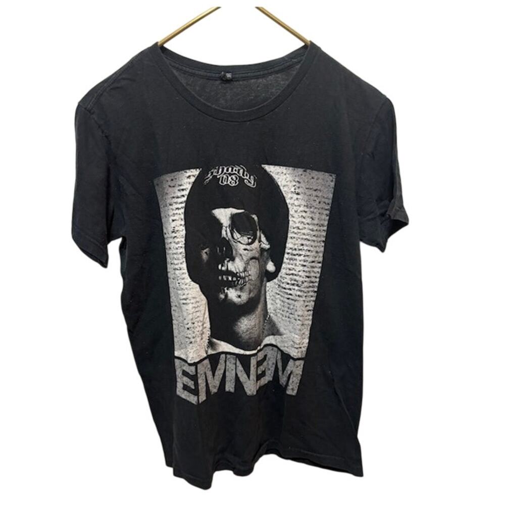 Eminem Graphic T-Shirt Men’s Small Black Rap Hip Hop Tee Skull Graphic Slim Fit